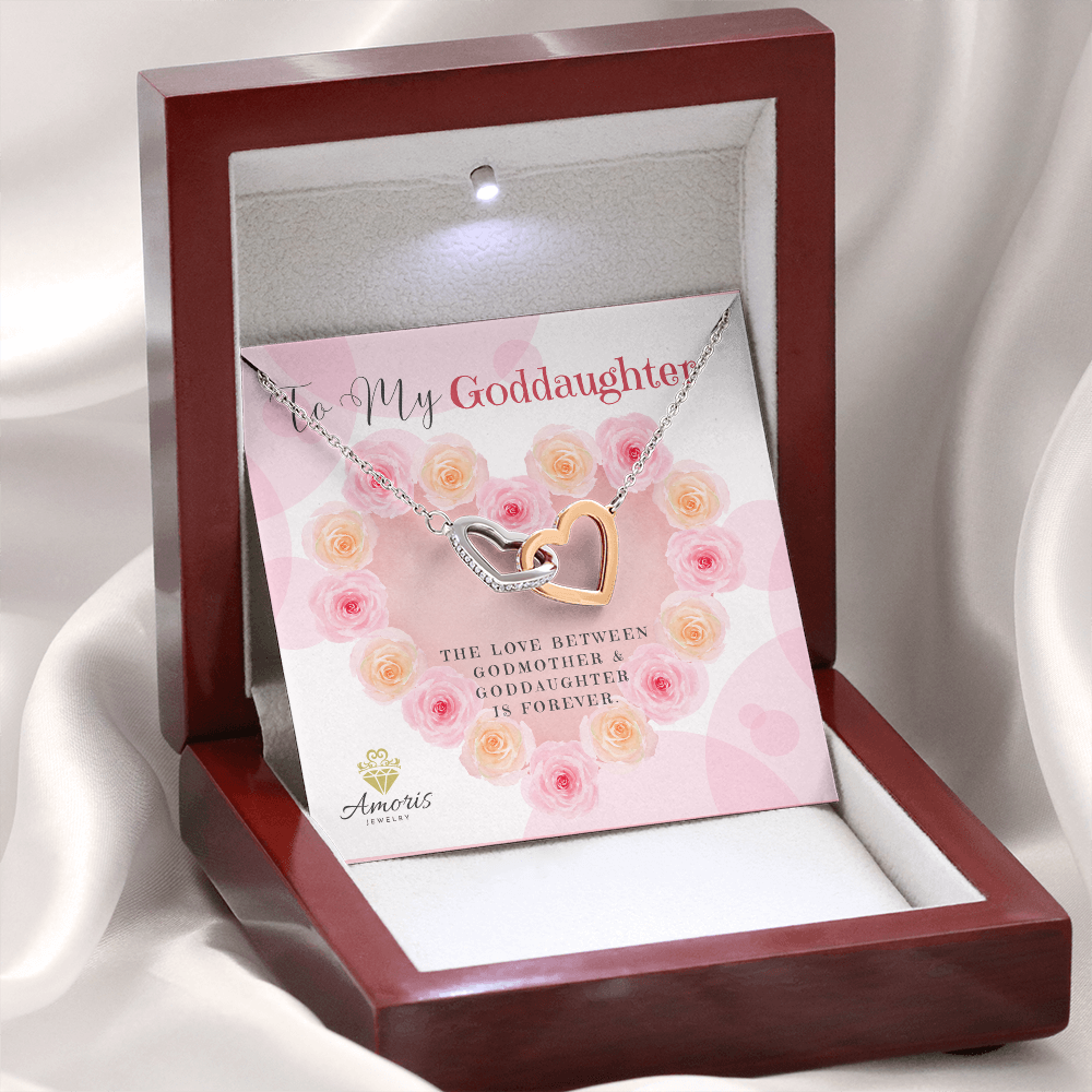 To My Goddaughter Interlocking Hearts Necklace with Message Card