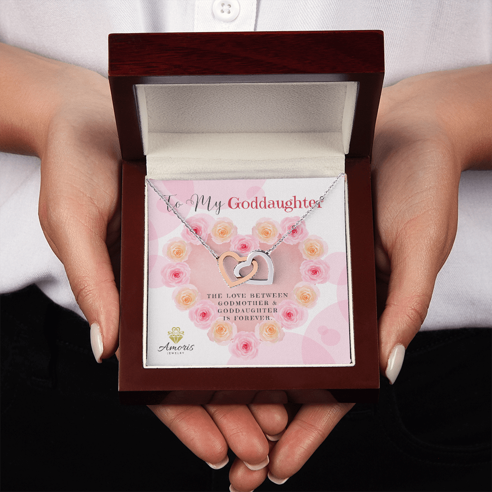 To My Goddaughter Interlocking Hearts Necklace with Message Card