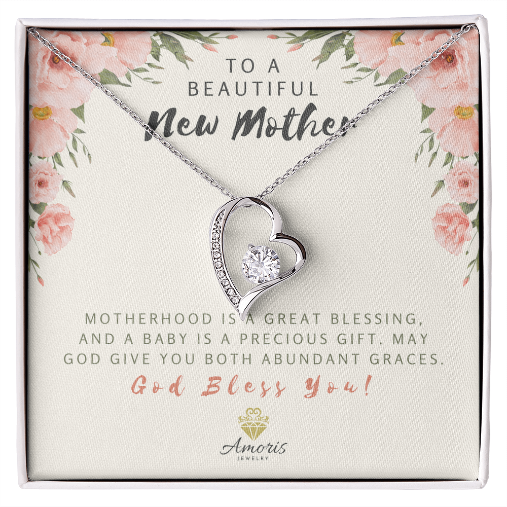 To A Beautiful New Mother Forever Love Necklace with Message Card