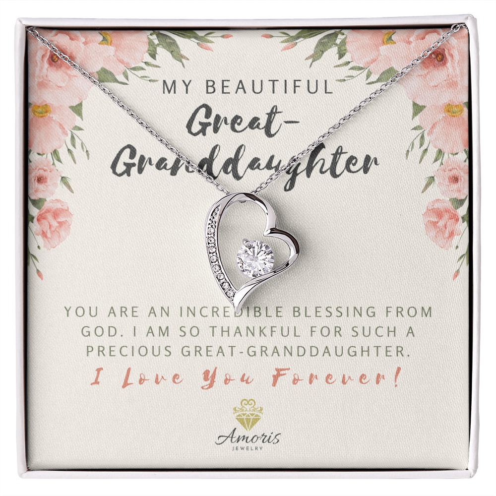 My Beautiful Great-Granddaughter Forever Love Necklace with Message Card