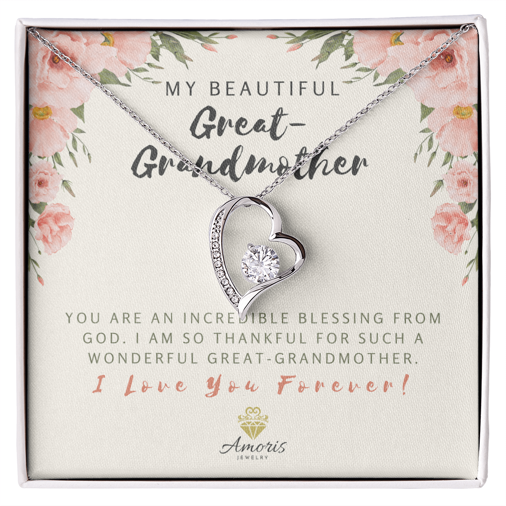 My Beautiful Great-Grandmother Forever Love Necklace with Message Card