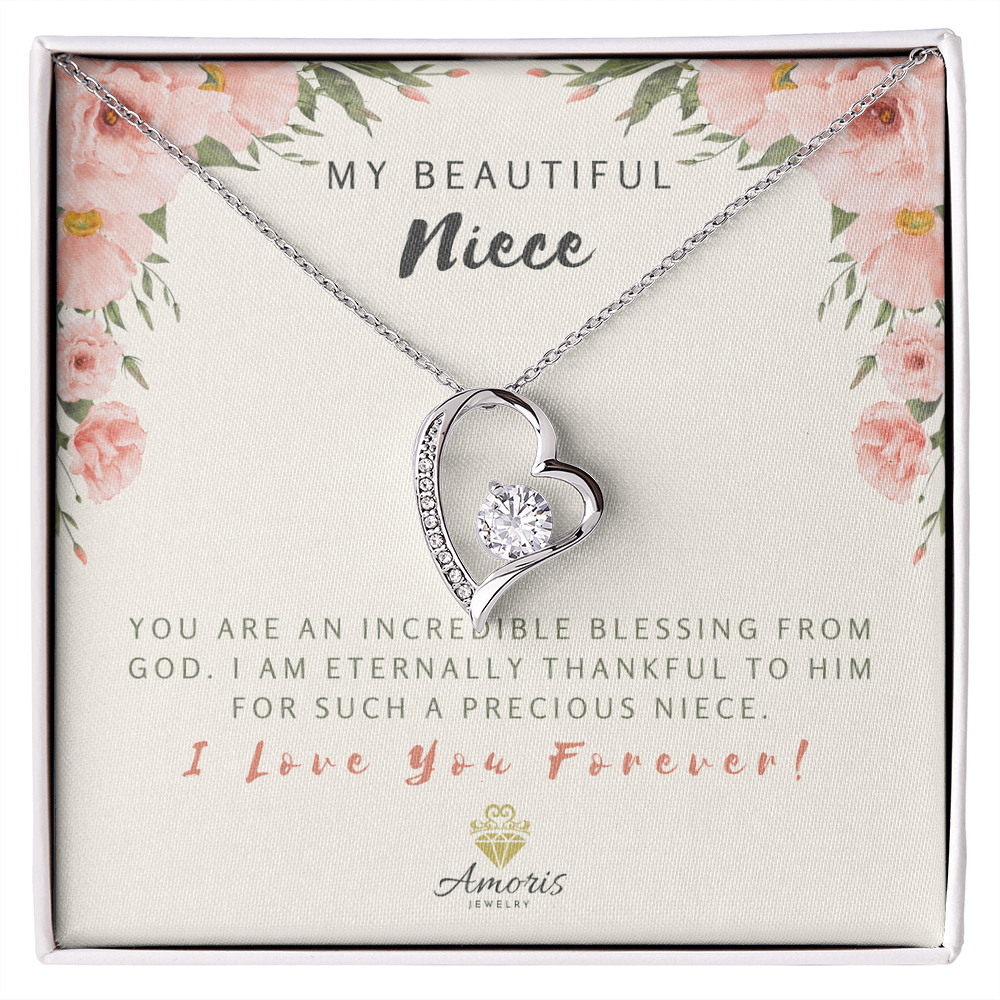 My Beautiful Niece Forever Love Necklace with Message Card