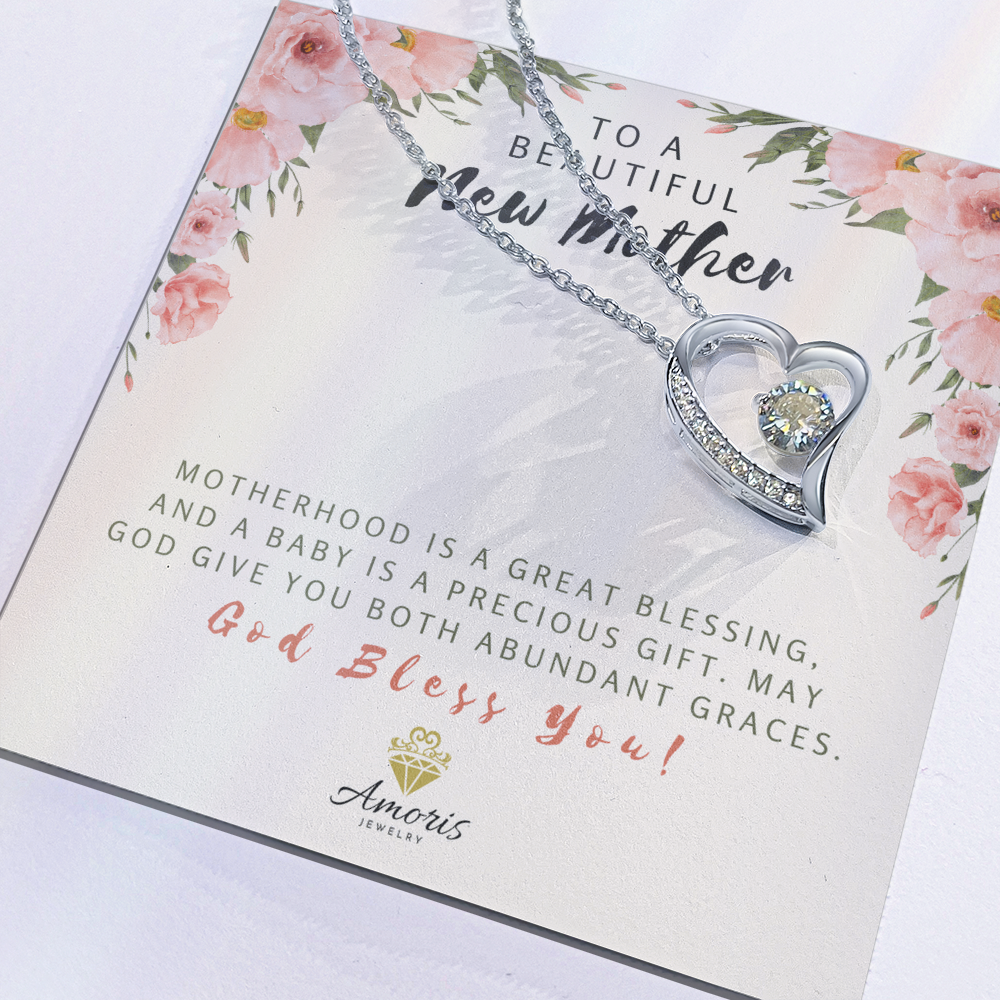 To A Beautiful New Mother Forever Love Necklace with Message Card