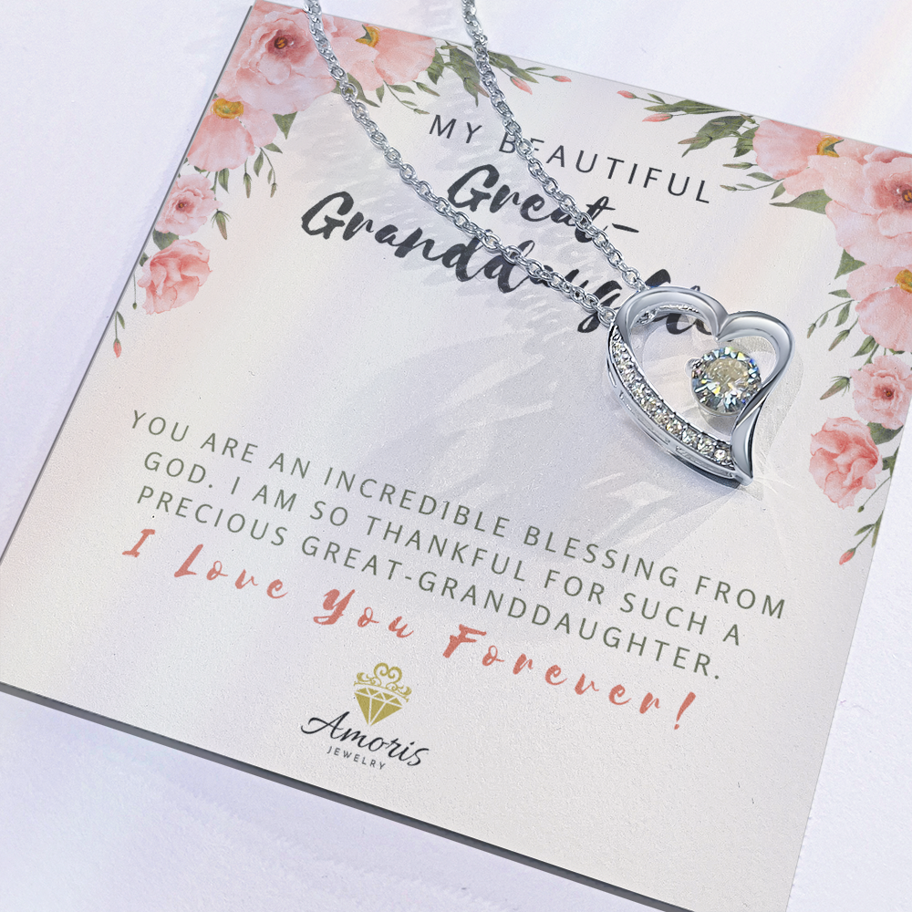 My Beautiful Great-Granddaughter Forever Love Necklace with Message Card