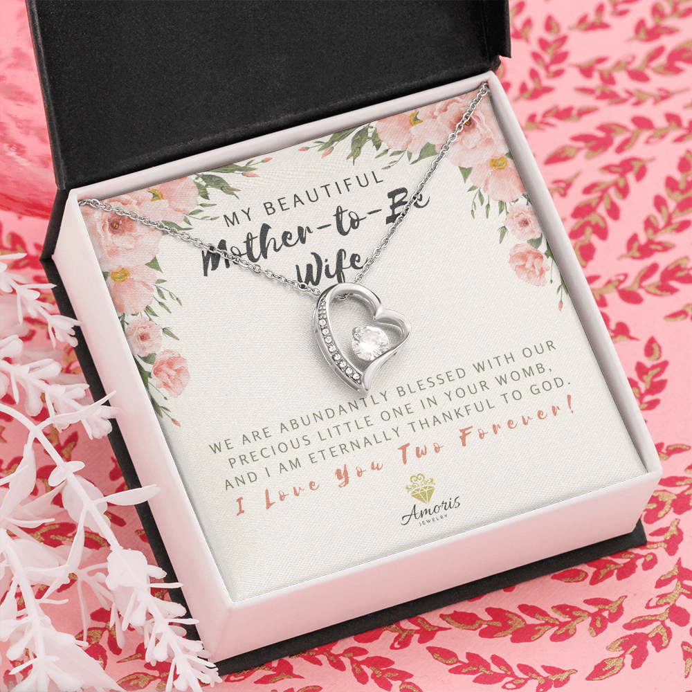 My Beautiful Mother-to-Be Wife Forever Love Necklace with Message Card