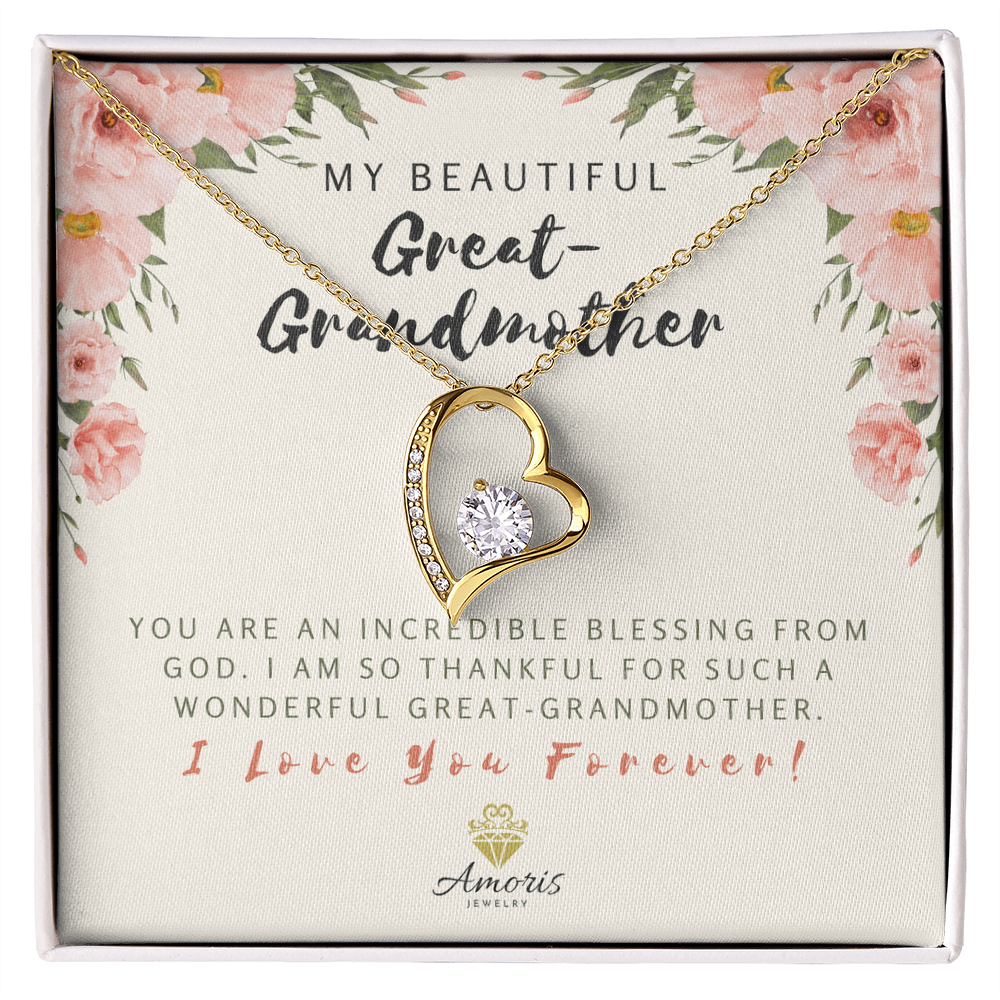 My Beautiful Great-Grandmother Forever Love Necklace with Message Card