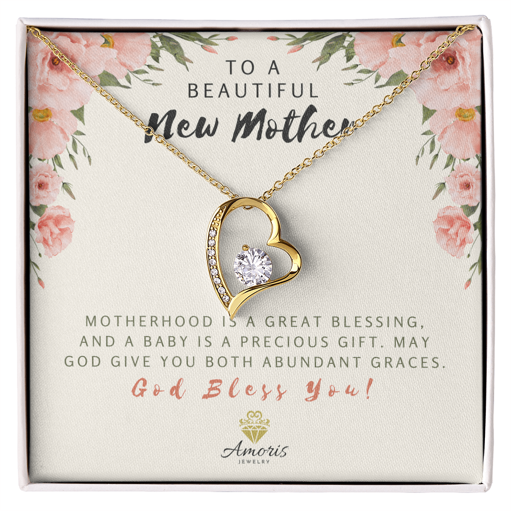 To A Beautiful New Mother Forever Love Necklace with Message Card