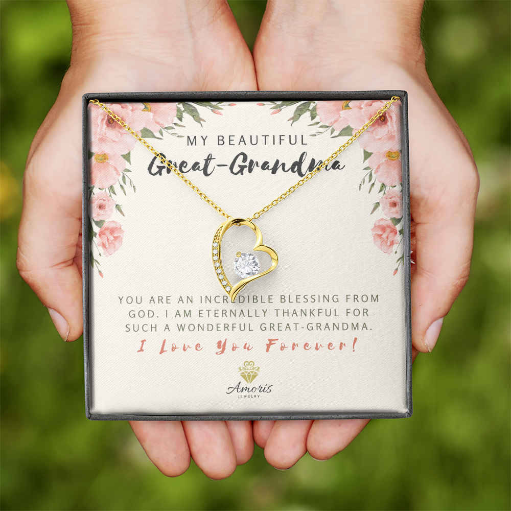 My Beautiful Great-Grandma Forever Love Necklace with Message Card