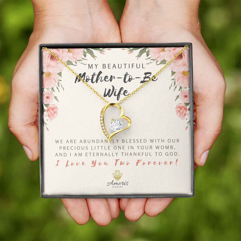 My Beautiful Mother-to-Be Wife Forever Love Necklace with Message Card