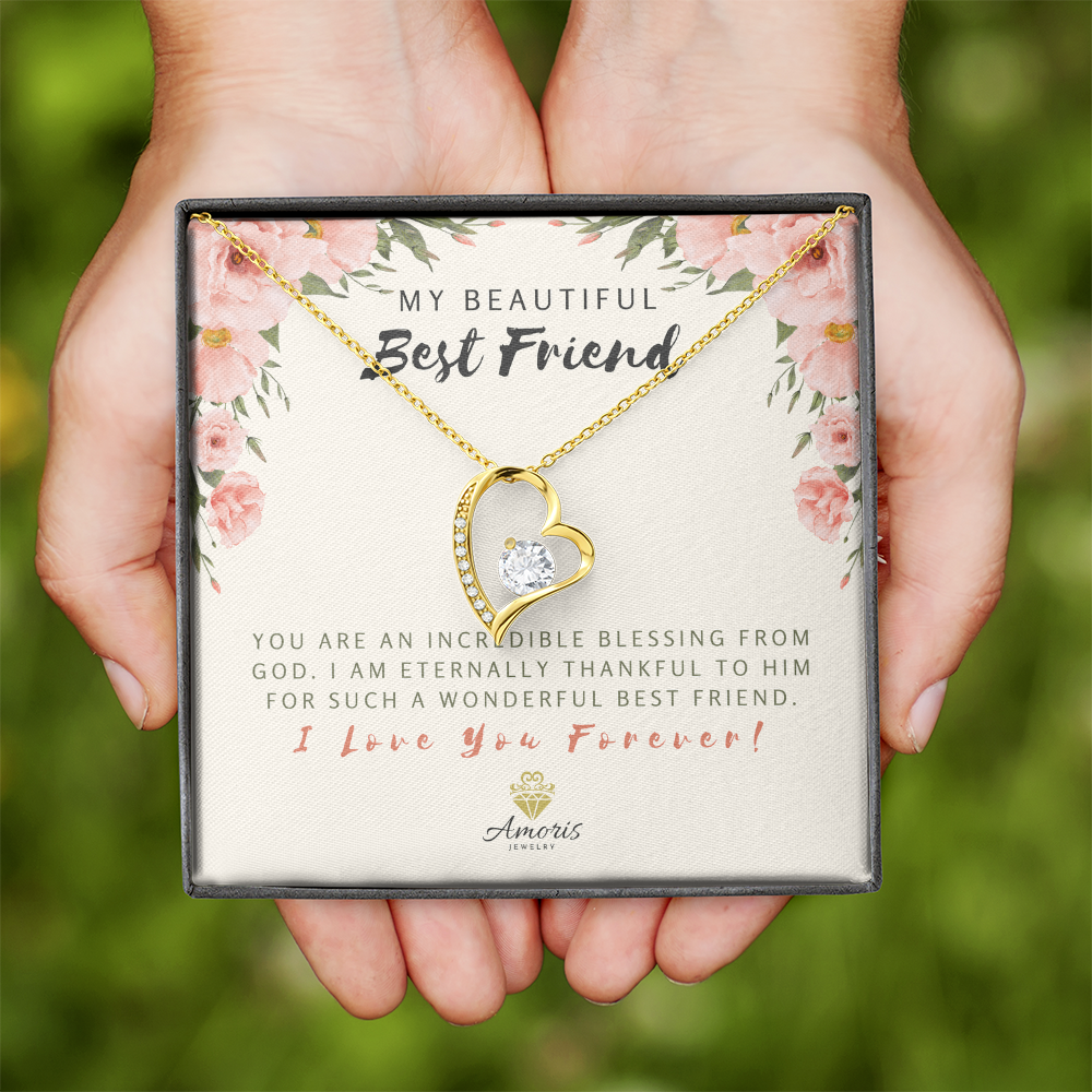My Beautiful Best Friend Forever Love Necklace with Message Card