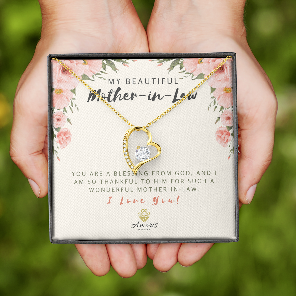 My Beautiful Mother-in-Law Forever Love Necklace with Message Card