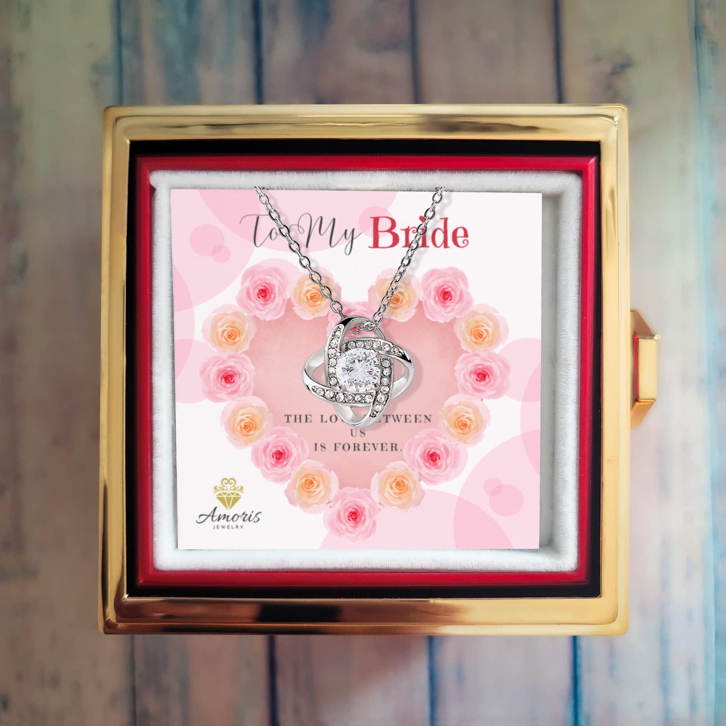 To My Bride Love Knot Necklace with Eternal Rose Box