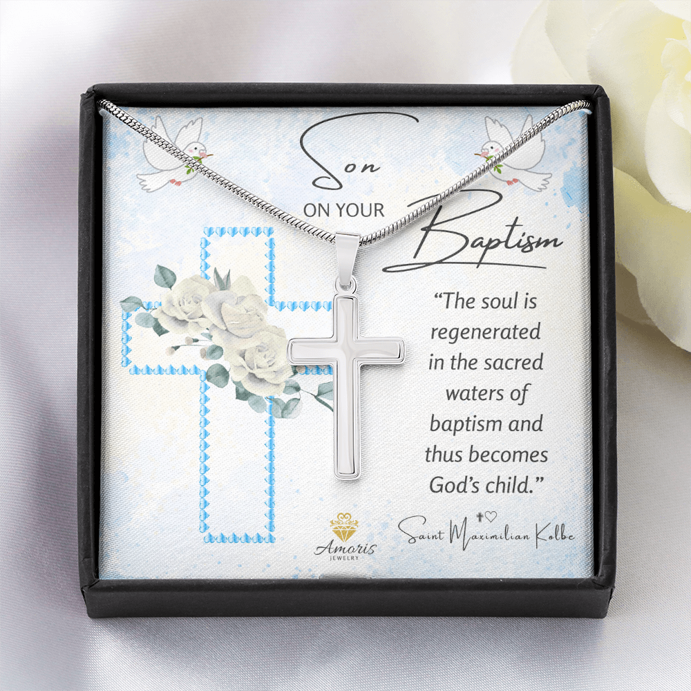 Son On Your Baptism Personalized Cross Necklace