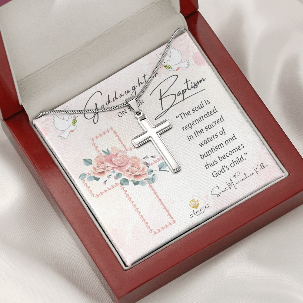 Goddaughter On Your Baptism Personalized Cross Necklace