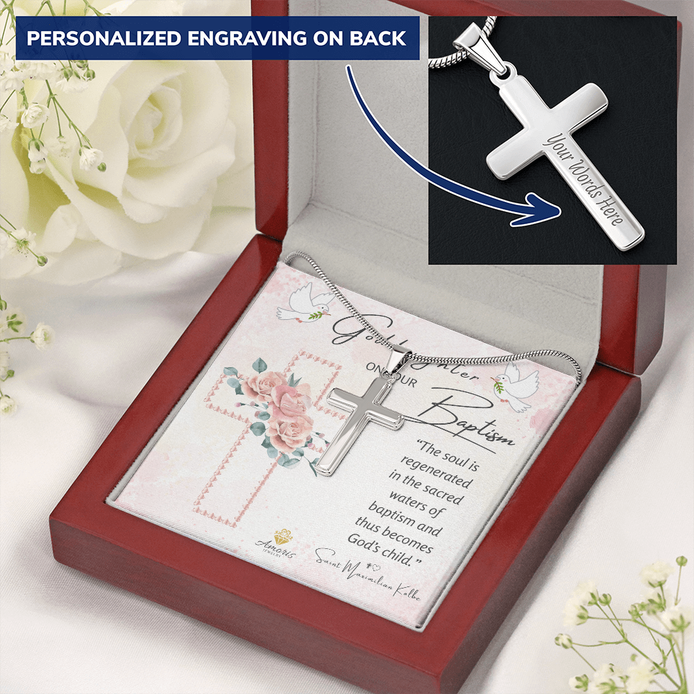 Goddaughter On Your Baptism Personalized Cross Necklace