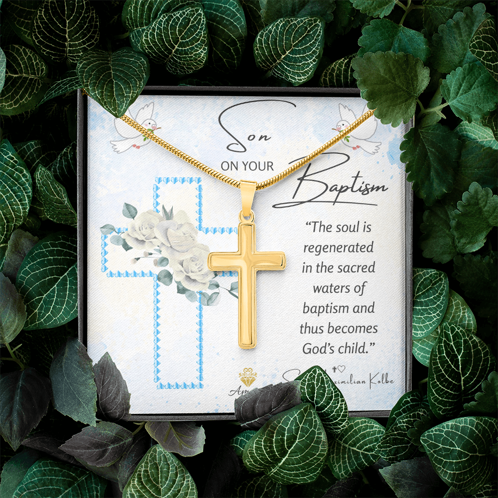 Son On Your Baptism Personalized Cross Necklace