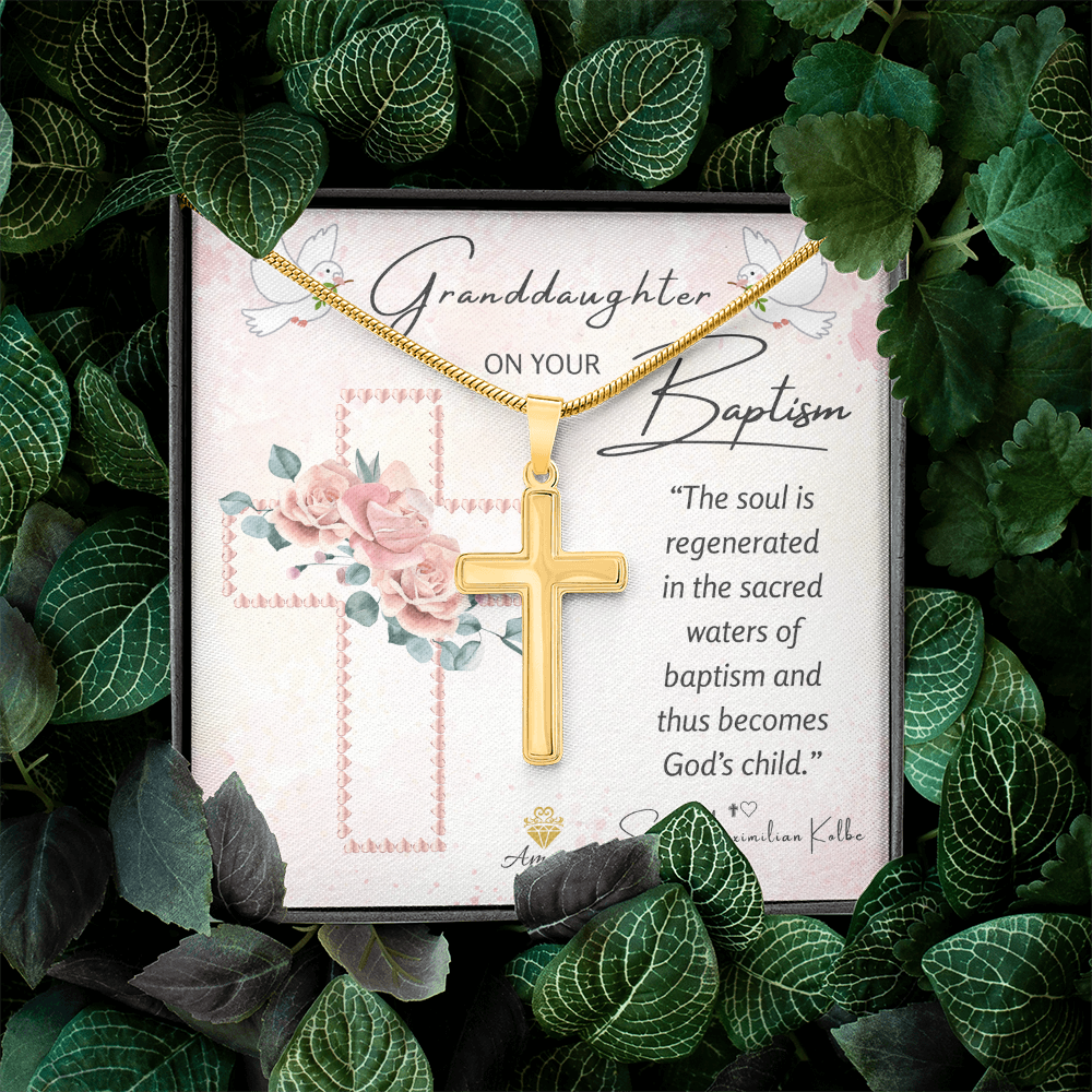 Granddaughter On Your Baptism Personalized Cross Necklace