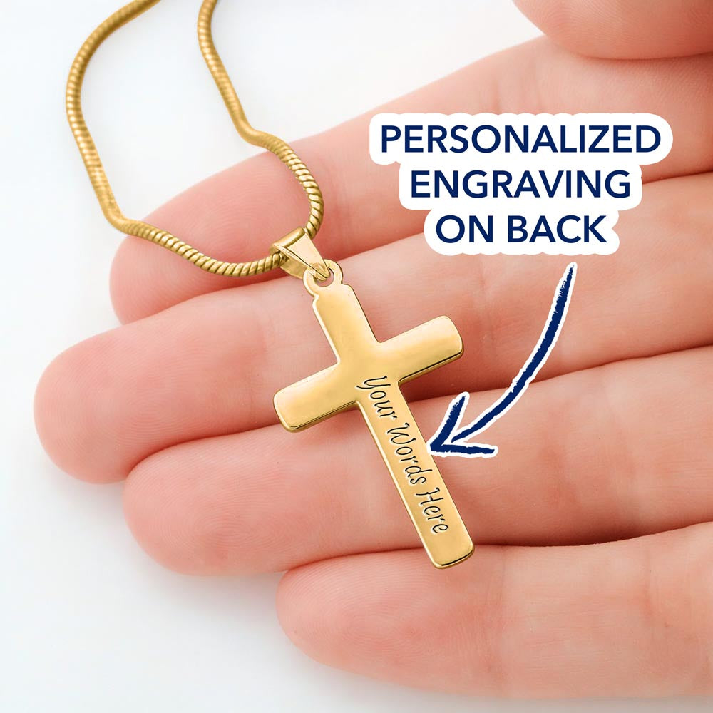 Grandson First Holy Communion Personalized Cross Necklace