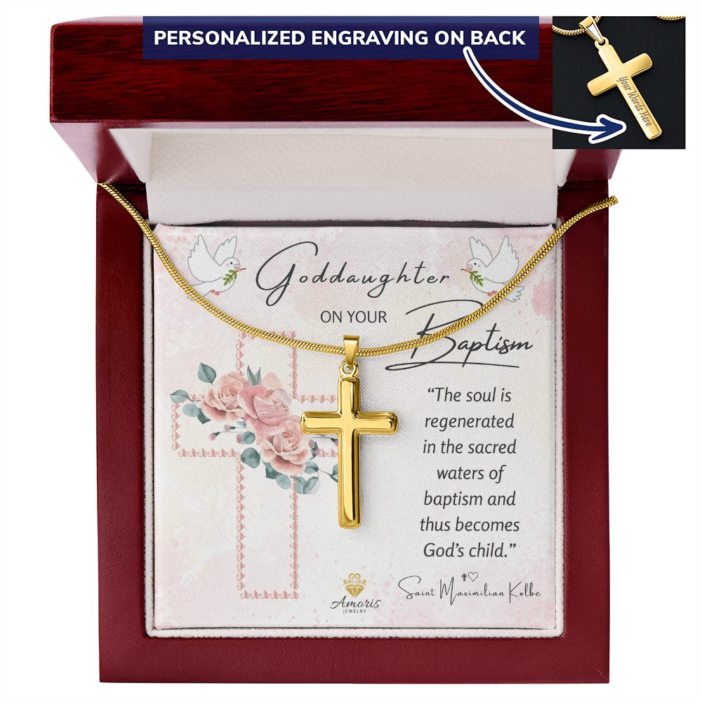 Goddaughter On Your Baptism Personalized Cross Necklace