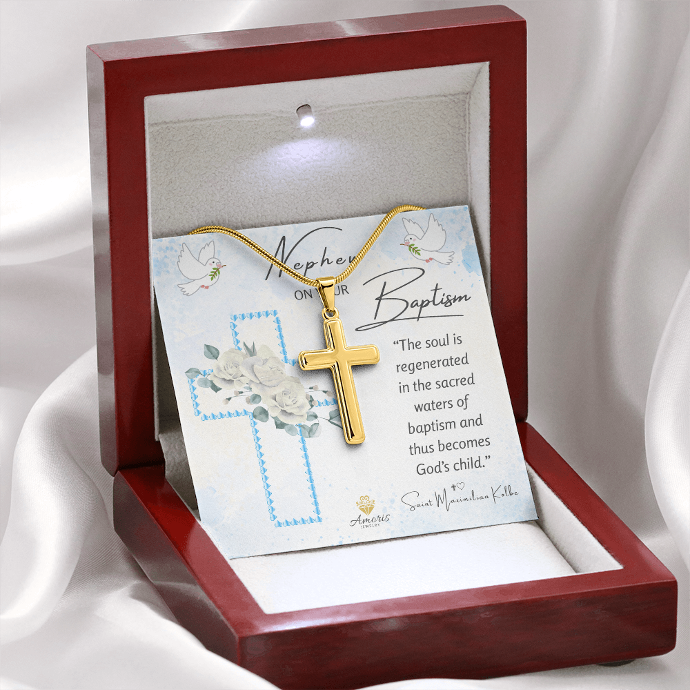 Nephew On Your Baptism Personalized Cross Necklace