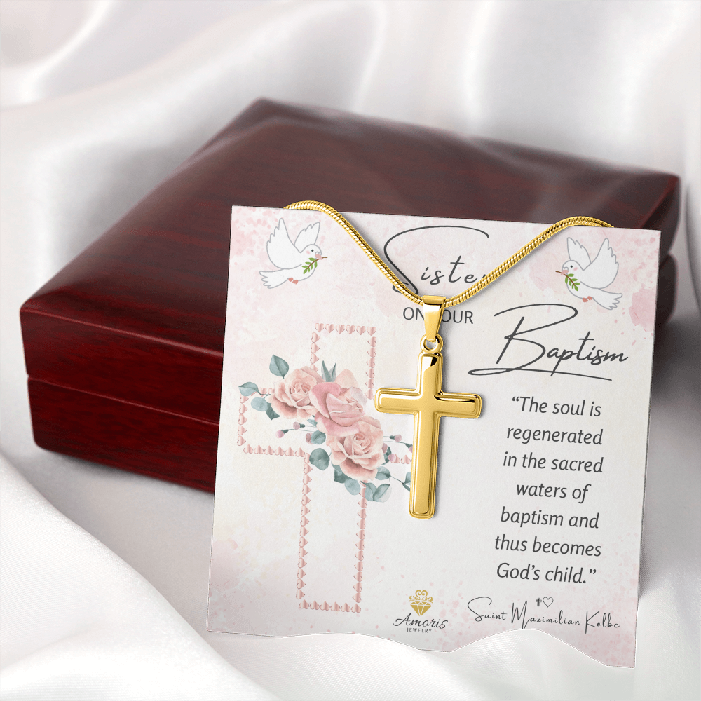 Sister On Your Baptism Personalized Cross Necklace