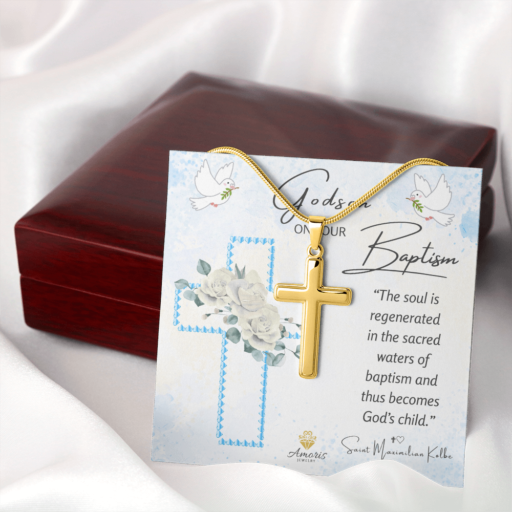 Godson On Your Baptism Personalized Cross Necklace