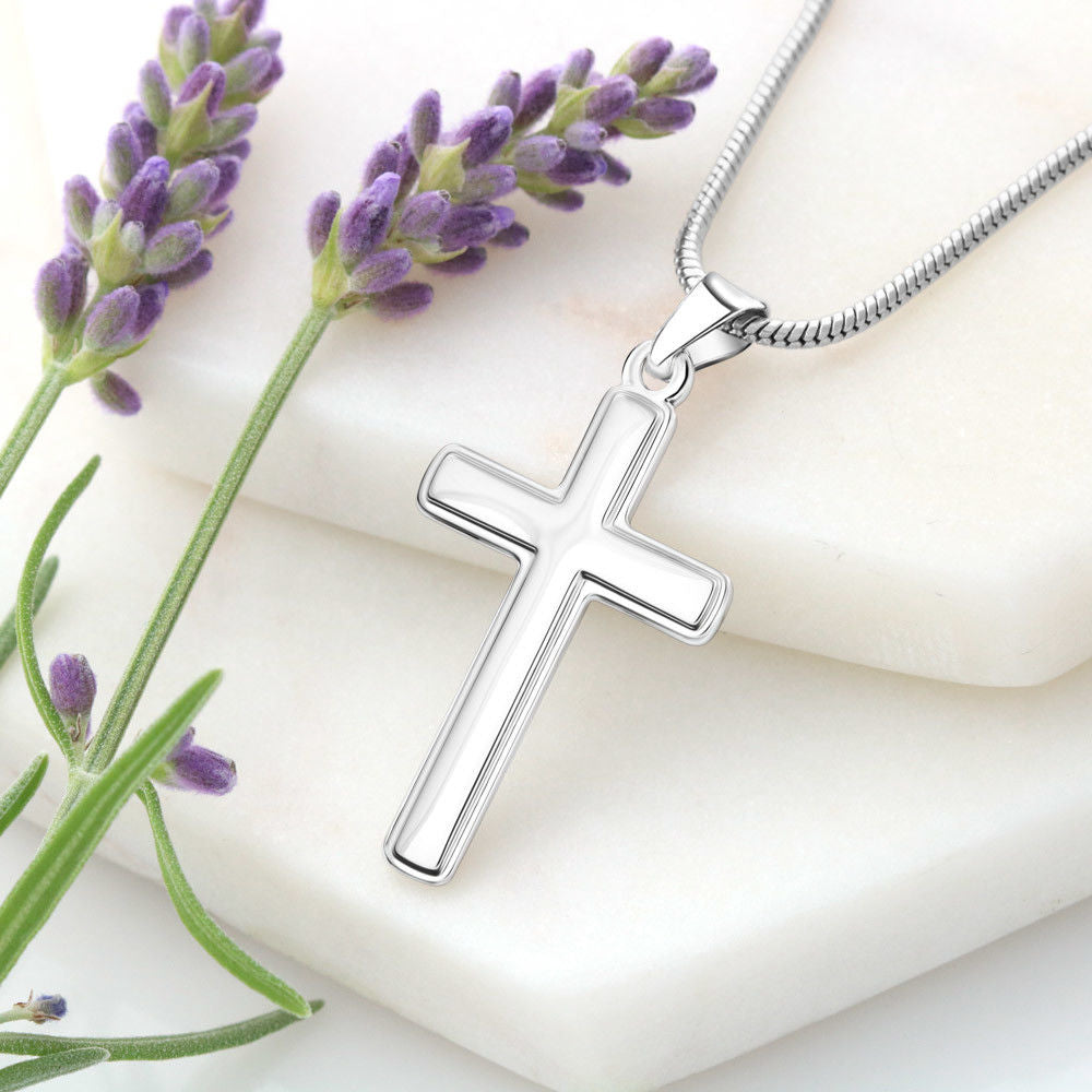 Collar de cruz artesanal "Mi querido hermano" con cita de Santa Gemma Galgani