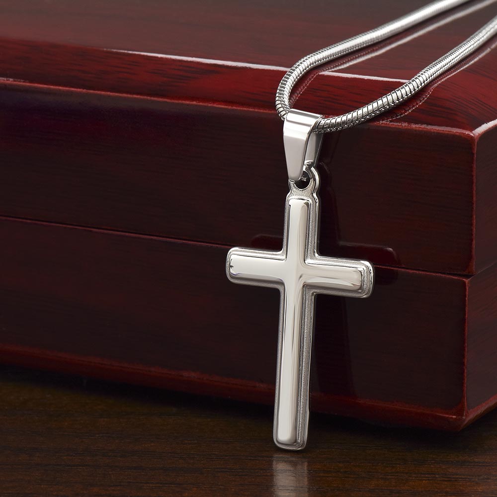 Collar de cruz artesanal "Mi querido hermano" con cita de Santa Gemma Galgani