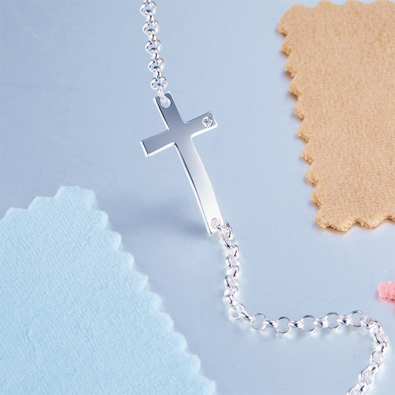 Cross Chain Adjustable Bracelet in Sterling Silver for Girls