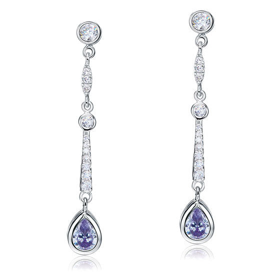 1 CT. Purple Simulated Sapphire Drop Earrings in Sterling Silver