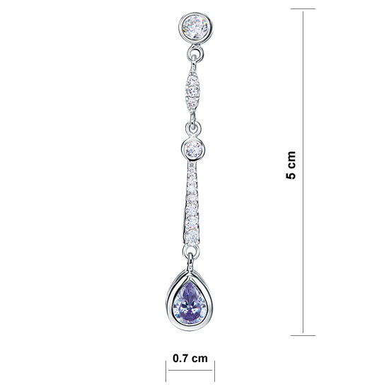 1 CT. Purple Simulated Sapphire Drop Earrings in Sterling Silver
