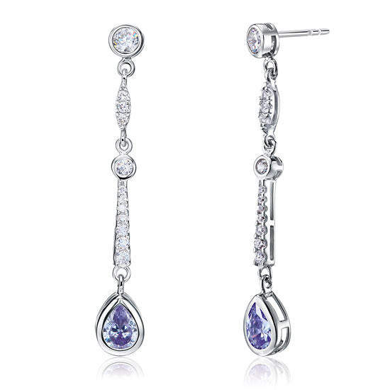 1 CT. Purple Simulated Sapphire Drop Earrings in Sterling Silver
