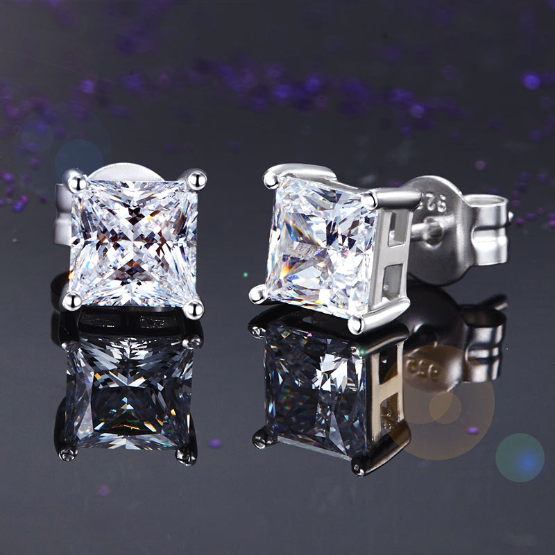 1 CT. Princess Cut Simulated Diamond Stud Earrings in Sterling Silver