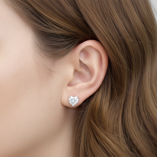 2 CT. Heart Cut Simulated Diamond Stud Earrings in Sterling Silver