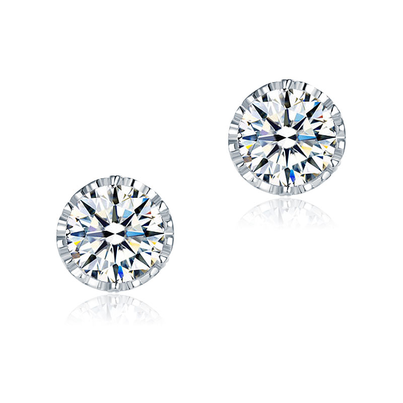 1.5 CT. Round Vintage Style Stud Earrings in Sterling Silver