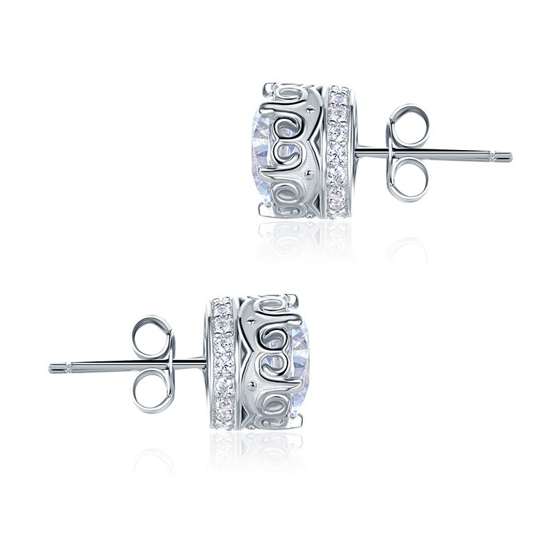1.5 CT. Round Vintage Style Stud Earrings in Sterling Silver
