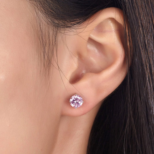 1 CT. Round Pink Simulated Diamond Stud Earrings in Sterling Silver