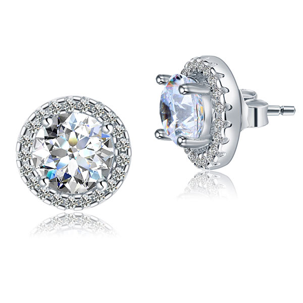 1.25 CT. Clear Simulated Diamond Removable Halo Stud Earrings in Sterling Silver