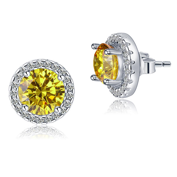 1.25 CT. Round Yellow Simulated Diamond Removable Halo Stud Earrings in Sterling Silver