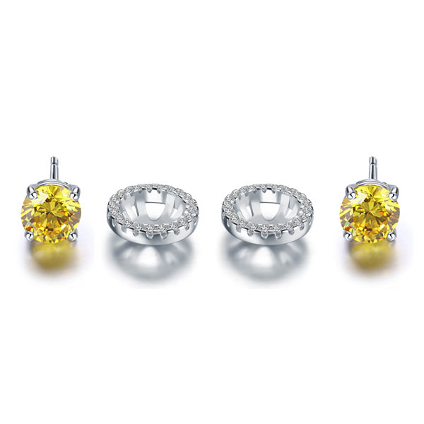 1.25 CT. Round Yellow Simulated Diamond Removable Halo Stud Earrings in Sterling Silver