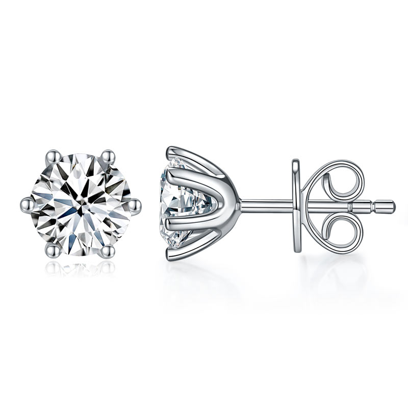 1 CT. Moissanite Diamond Stud Earrings in Sterling Silver