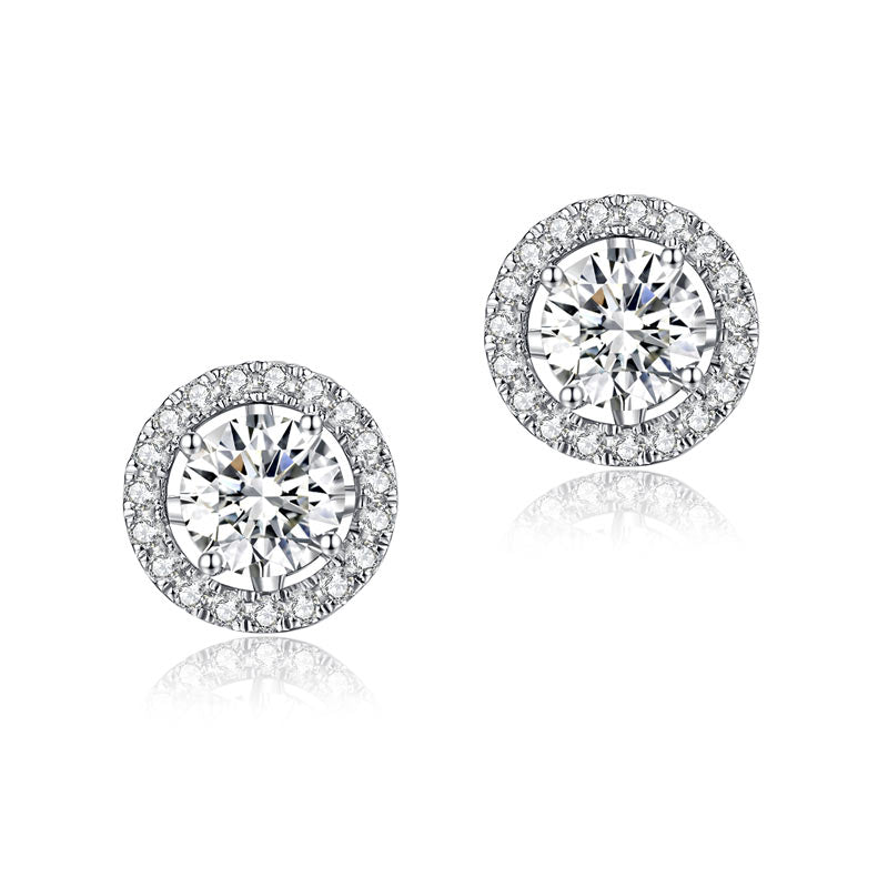 1 CT. Moissanite Diamond Removable Halo Stud Earrings in Sterling Silver
