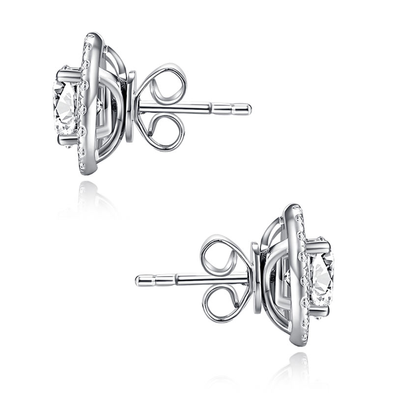 1 CT. Moissanite Diamond Removable Halo Stud Earrings in Sterling Silver