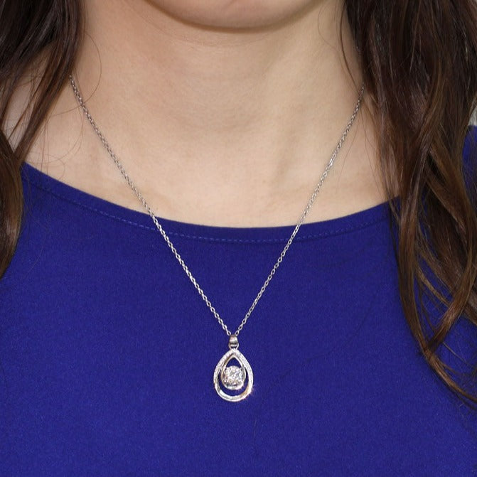1 CT. Round Double Teardrop Pendant Necklace in Sterling Silver
