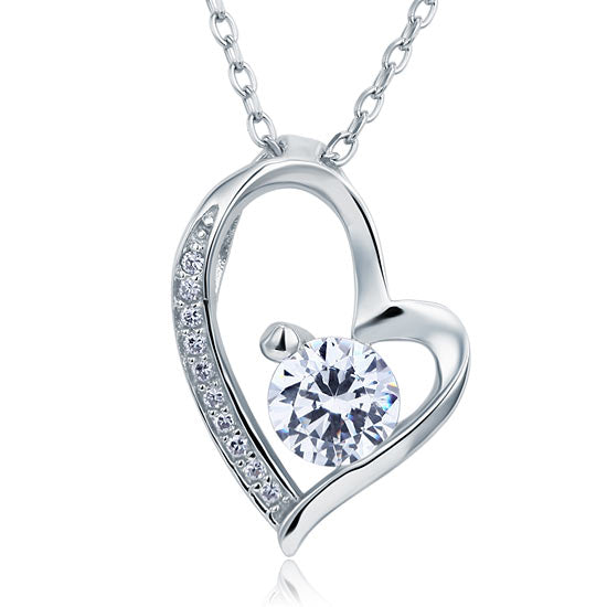 1 CT. Simulated Diamond Heart Pendant Necklace in Sterling Silver