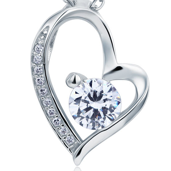 1 CT. Simulated Diamond Heart Pendant Necklace in Sterling Silver