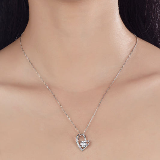 1 CT. Simulated Diamond Heart Pendant Necklace in Sterling Silver