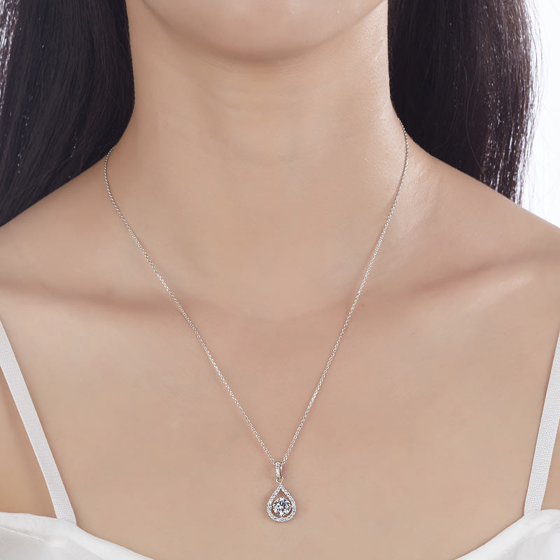1 CT. Round Simulated Diamond Teardrop Pendant Necklace in Sterling Silver