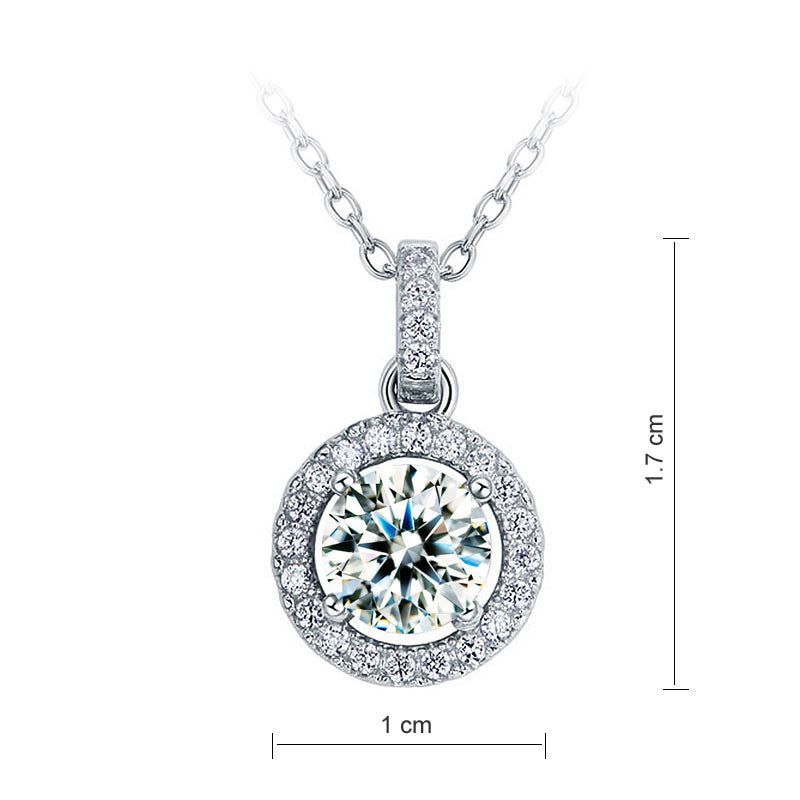 1 CT. Round Simulated Diamond Halo Pendant Necklace in Sterling Silver