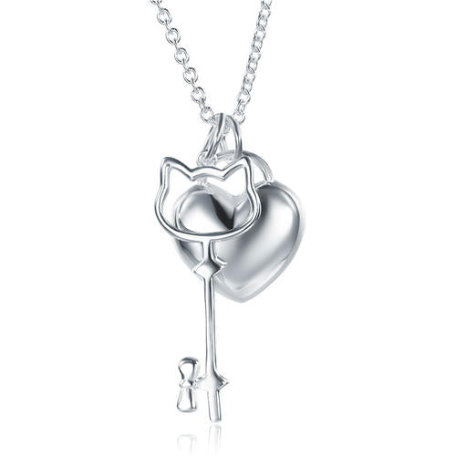 Collar con colgante de llave de corazón en plata de ley para niñas